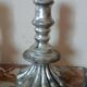 Rare pair of antique silvered terracotta candlesticks from the 17th century.