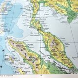 Vintage map Indochina Asia Thailand 43x43cm from 1950