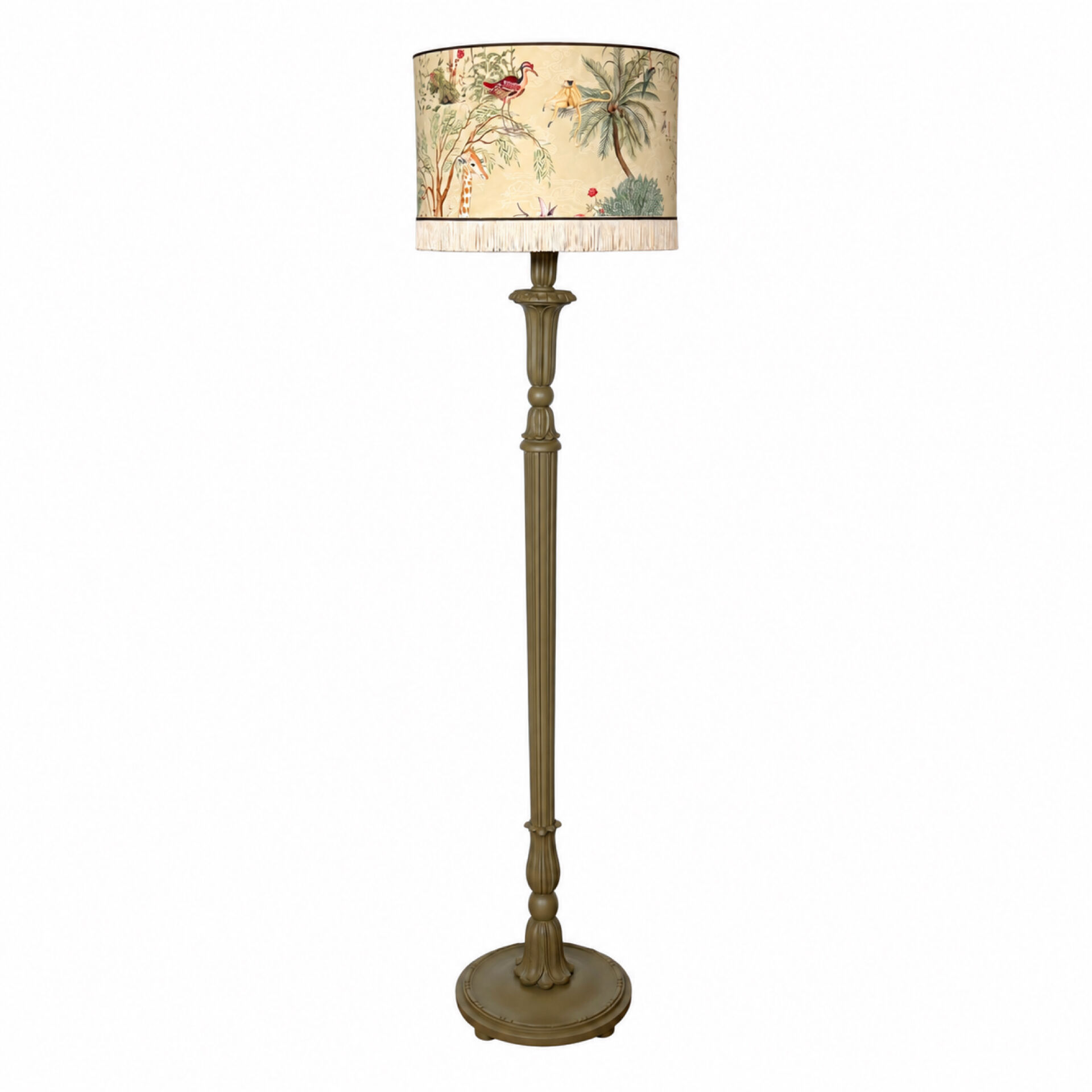 Restored vintage floor lamp – handmade Thevenon lampshade