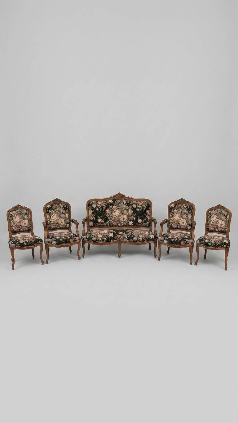 Sofa set with Napoleon III chairs.
