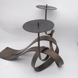Bougeoir brutaliste en métal effet bronze .