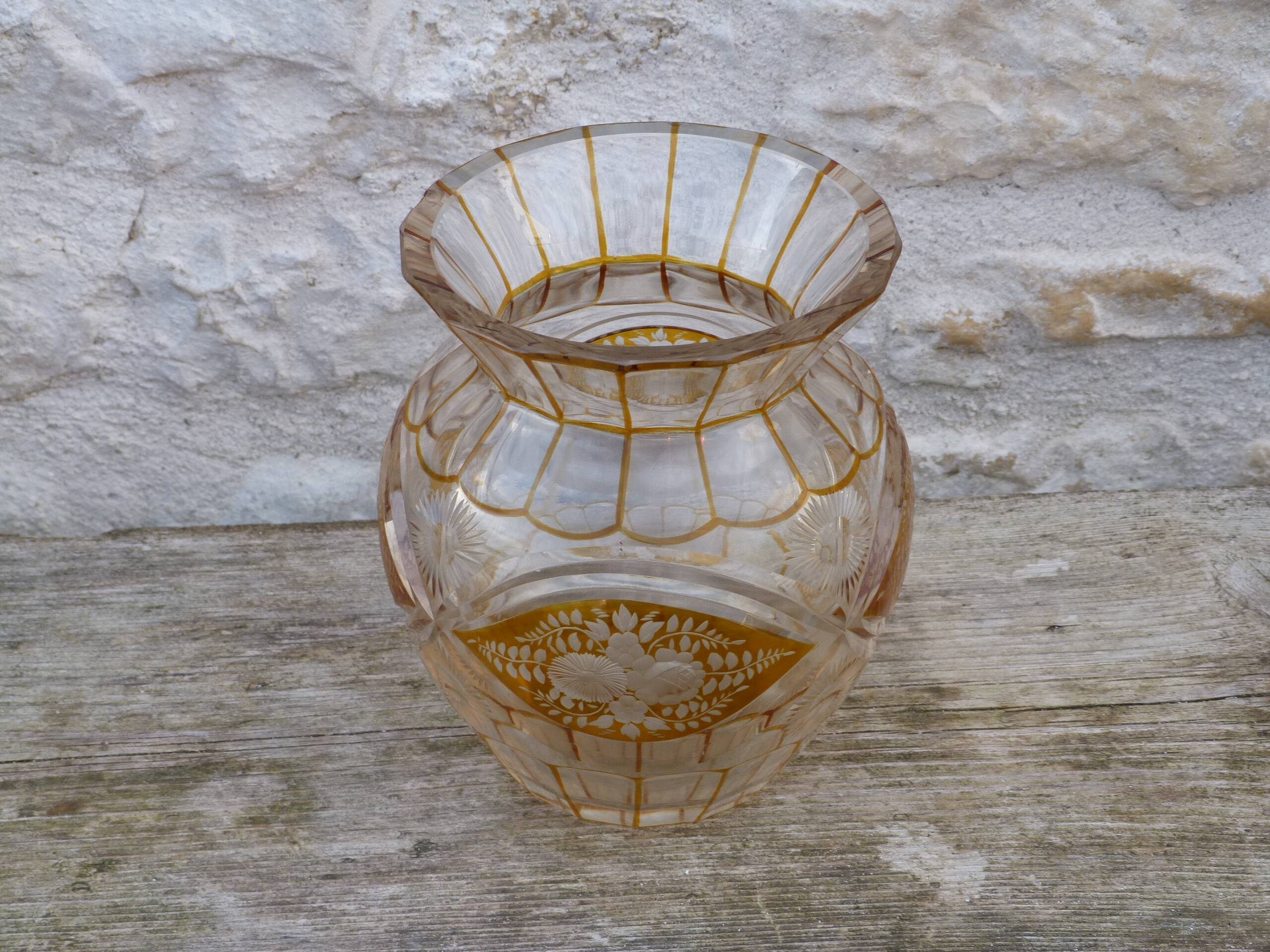 Antique two-coloured cut crystal vase from Lorraine.