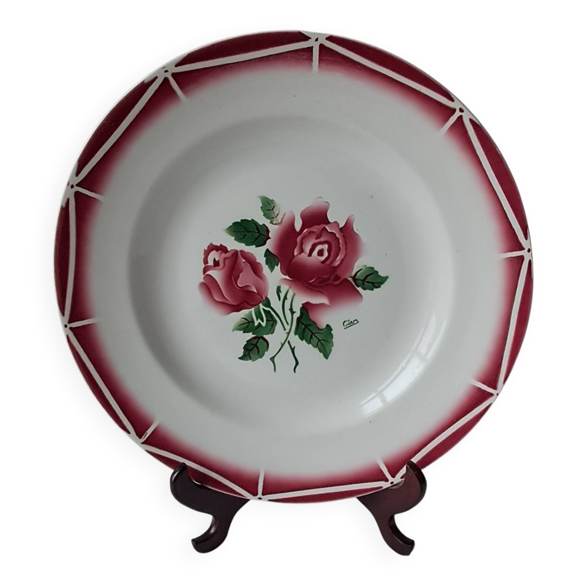 Large round platter, Cibon model, by Digoin Sarreguemines. Vintage