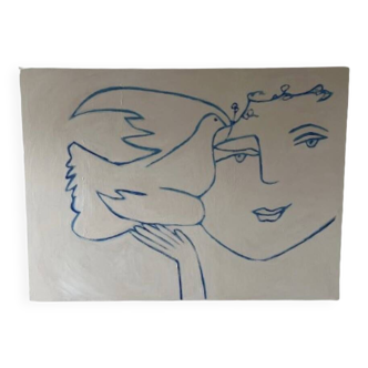 Peinture unique "la paix" d'après Picasso 100x73 cm par Bodasca