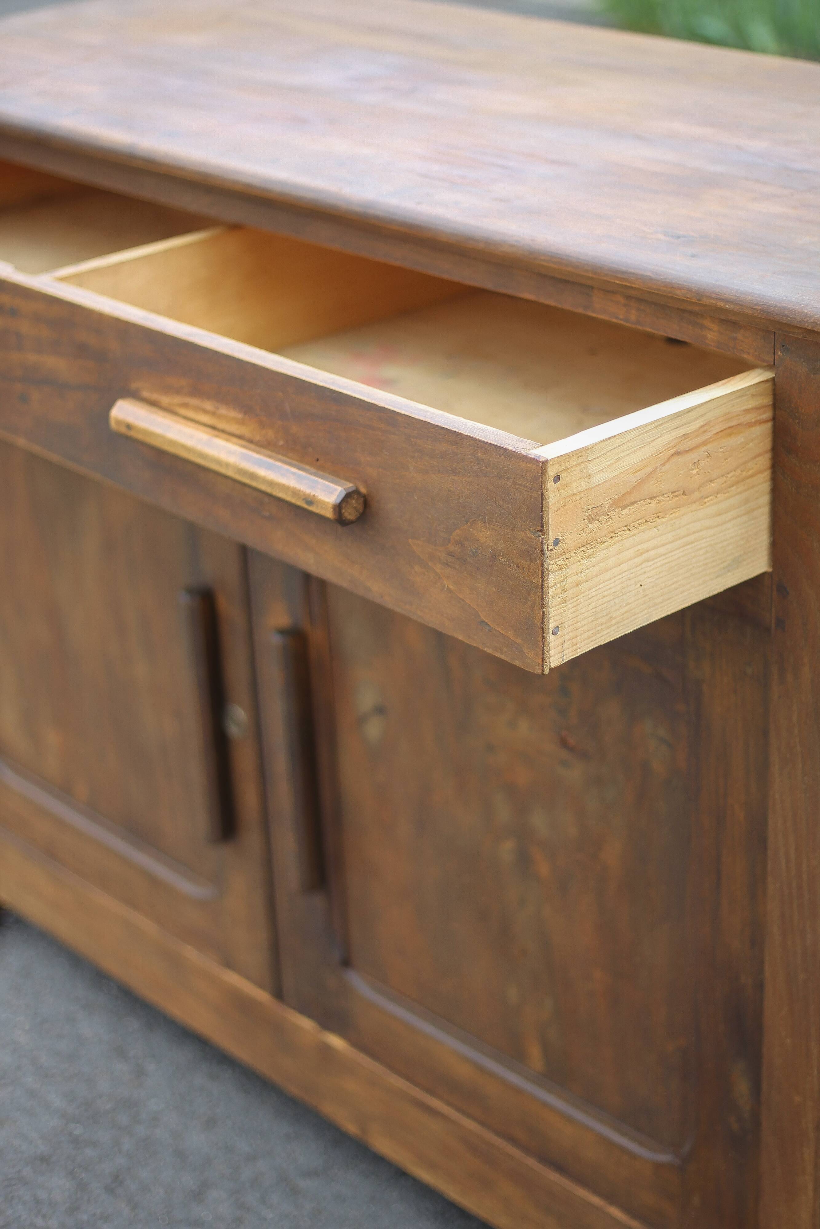 Buffet bas en bois bahut meuble de rangement, meuble ancien