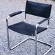 Fauteuil style MG5 tubes chromés assise et dossier cuir noir