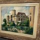 Old French painting signed and dated 1952 – Castle and garden – Oil