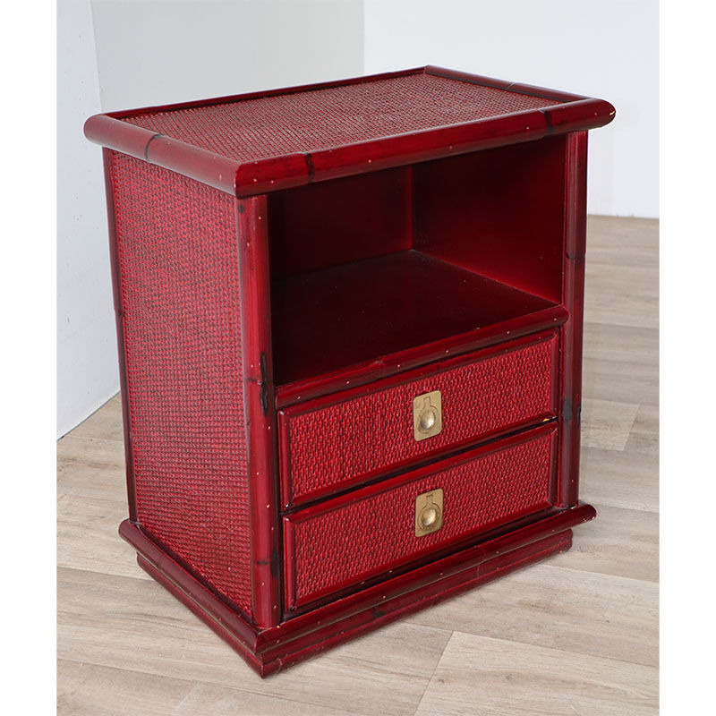 Vintage Dal Vera bedside table in bamboo and wicker, 1970