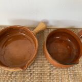 Paire d’anciens caquelons vide-poches en grès vernissé