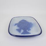 Large St Clément dish with blue fish decoration