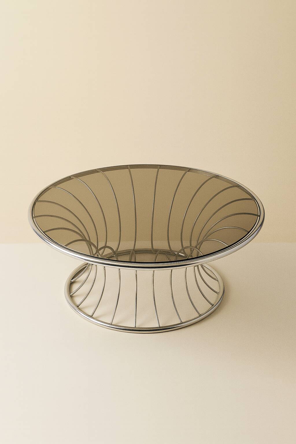 Table basse vintage chrome & verre