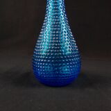 Vintage 1970s Empoli pressed blue molded glass carafe/bottle