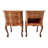 2 tables de chevet style Louis XV tiroirs et pieds cabrioles, 1960