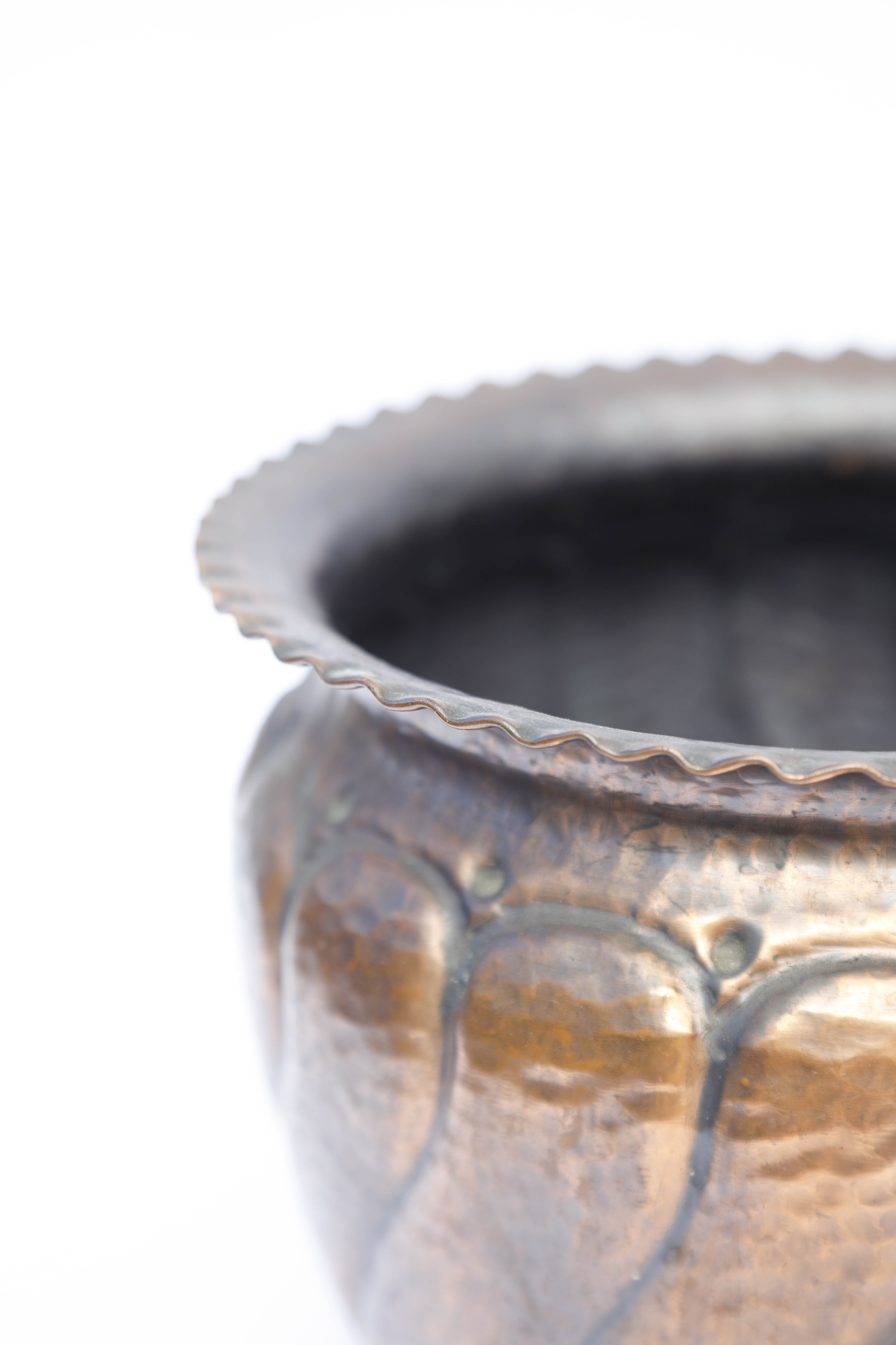 Hammered copper pot cover