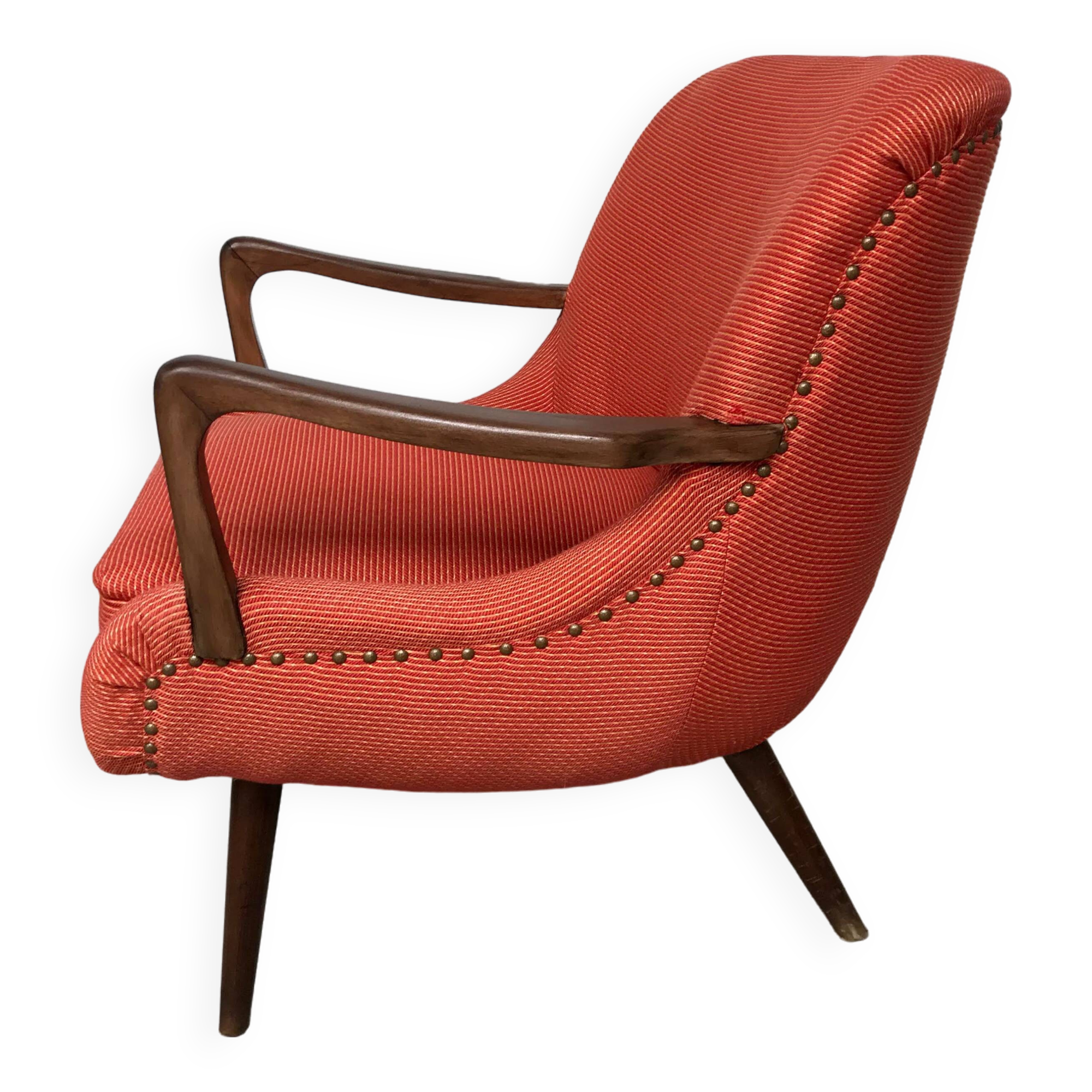 Orange-pink art deco armchair 1930s/40s