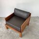 Modernist armchair in exotic wood and leather