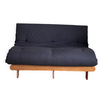 Dnsemble matelas futon en coton et structure en bois massif