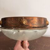 Neo-Classical Ceiling Light Frosted Glass Empire Directoire Lion Head