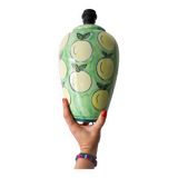Green ceramic lamp with pop apples
