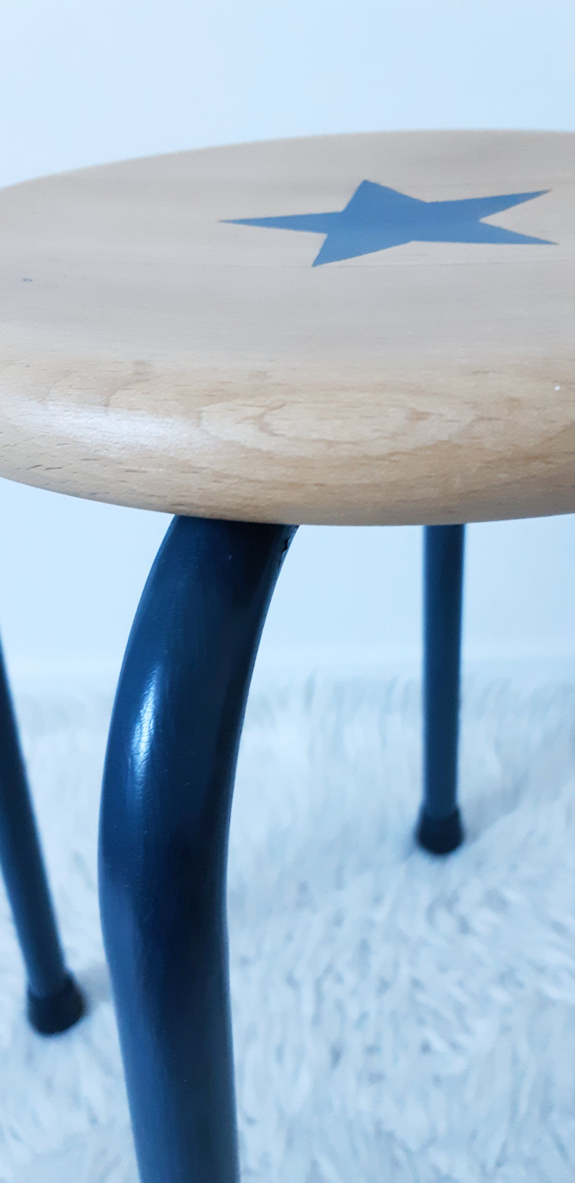 Vintage stool varnished wood