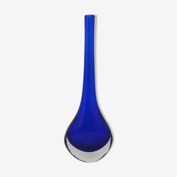 Blue vase By Flavio Poli for Seguso in Murano Glass 1960