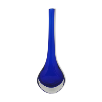 Vase bleu des années 1960 par Flavio Poli pour Seguso en verre de Murano