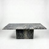 Sculptural coffee table in black and grey marble, postmodern design, years.