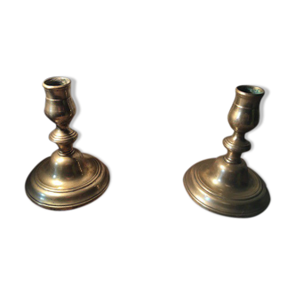 Paire de chandeliers anciens cuivre laiton