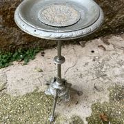 Side table pedestal table with silver cast iron plant
