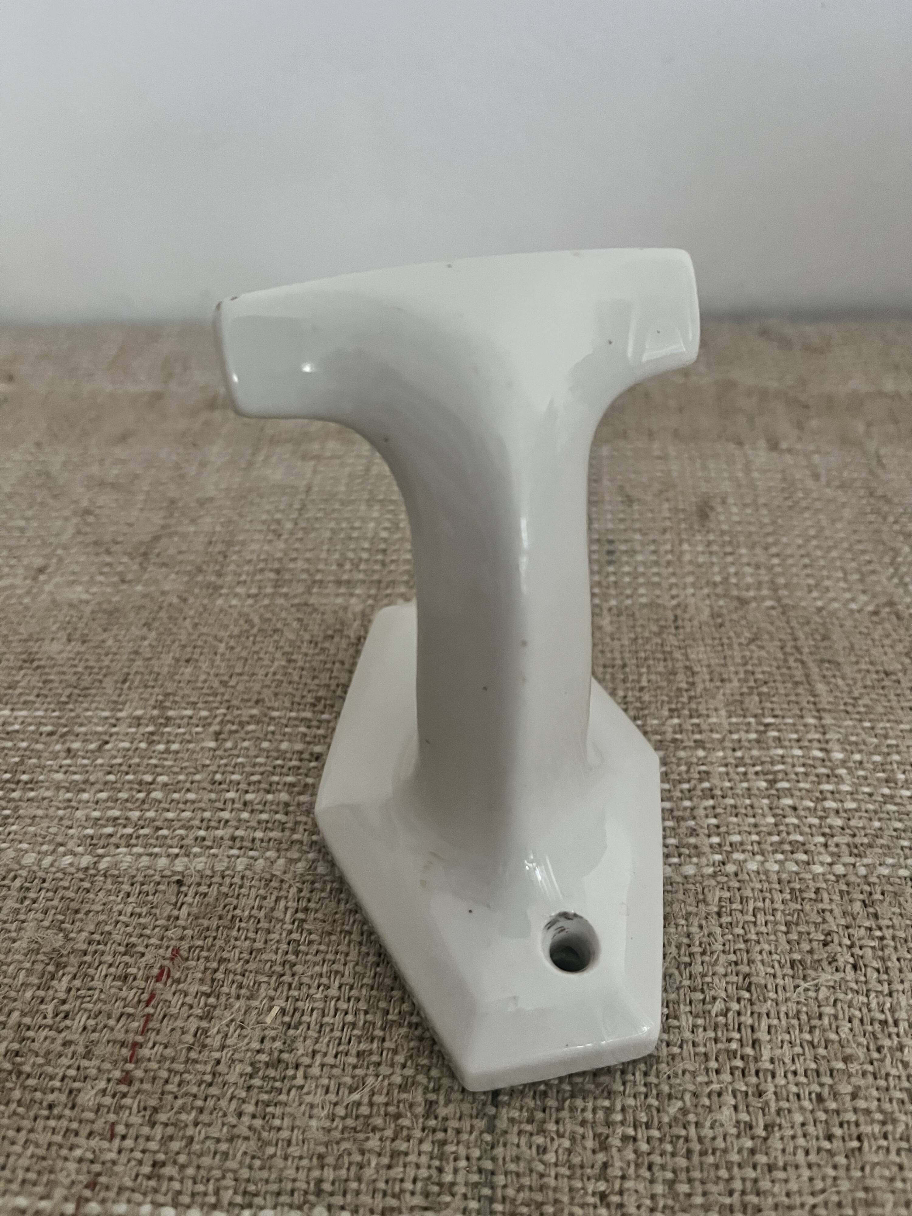 White porcelain coat hook