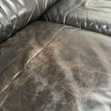 Black leather De Sede DS16 sofa, 1970s