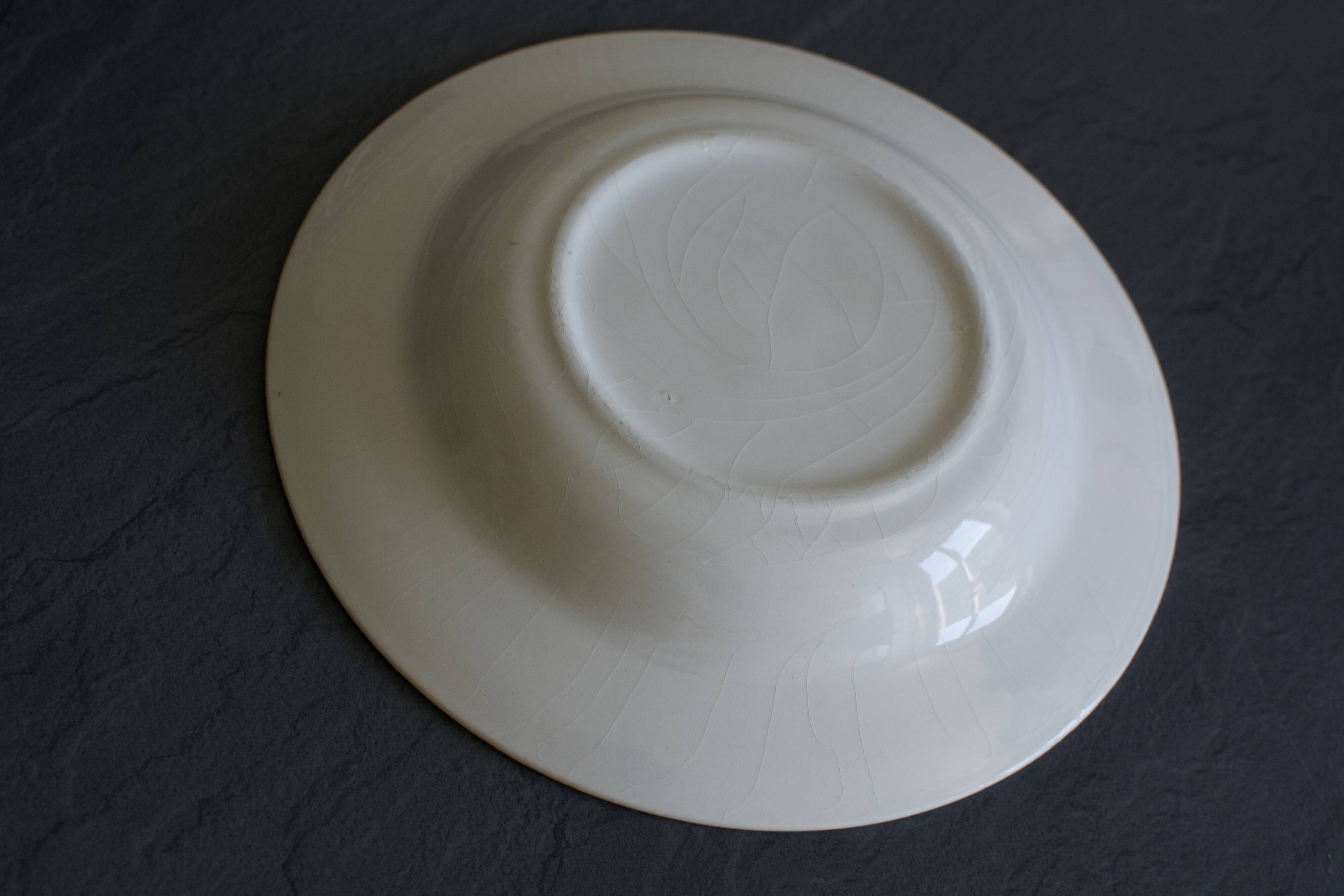 6 Assiettes creuses céramique blanche bleue