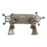 Old bathtub faucet, kitchen in silvered bronze with its shell-shaped soap dish