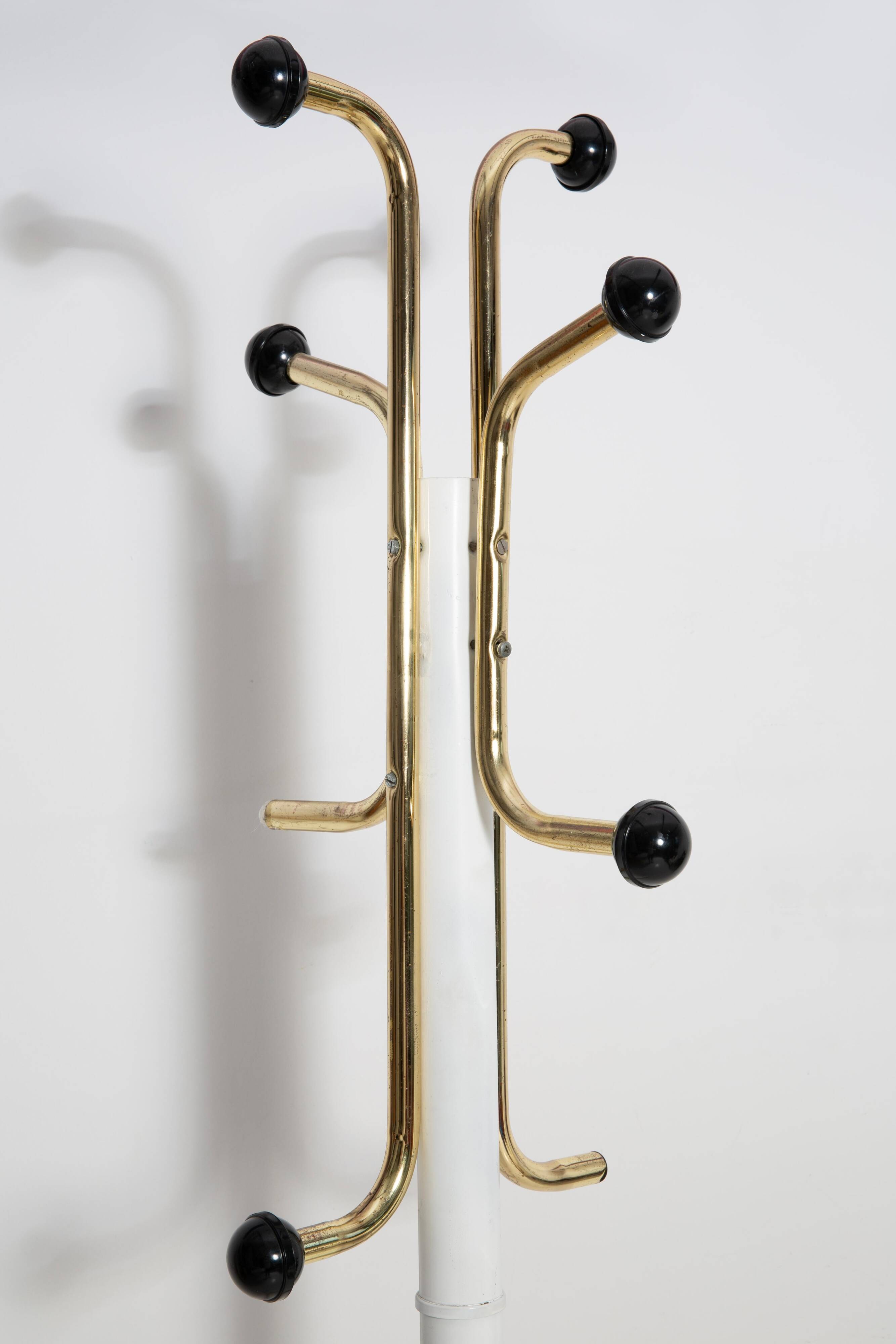 Porte-manteau vintage milieu du siècle blanc et or en métal, Italie, années 1960