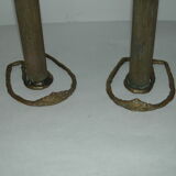 2 horseshoe candlesticks in solid brass  signed Durand