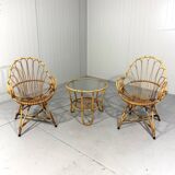 Rattan easy chairs & table Rohé Noordwolde Netherlands 1960’s