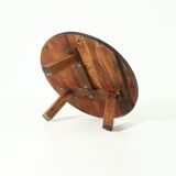 Artisan Solid Oak Round Tripod Coffee Table 1960s