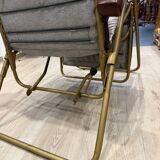 Reclining armchair in brown leather with tubular frame – Italy – 1960s/1970s