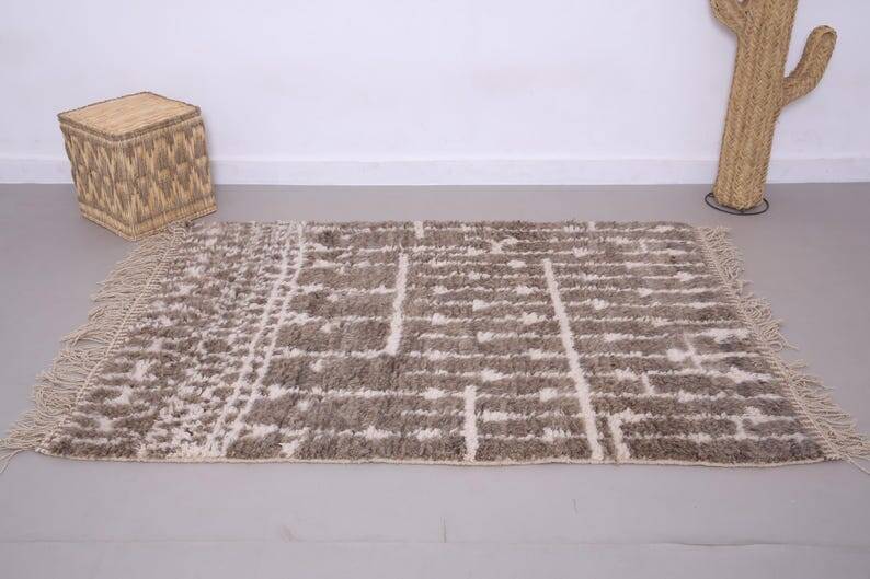 Taupe Beni Ourain rug, Moroccan rug 150/250cm