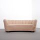 Danish curved banana sofa in a powder pink wool fabric, 1940s
