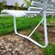 Antique garden bench with metal legs