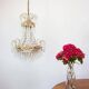 Swedish Gustavian style brass chandelier and 500 pendants circa 1960