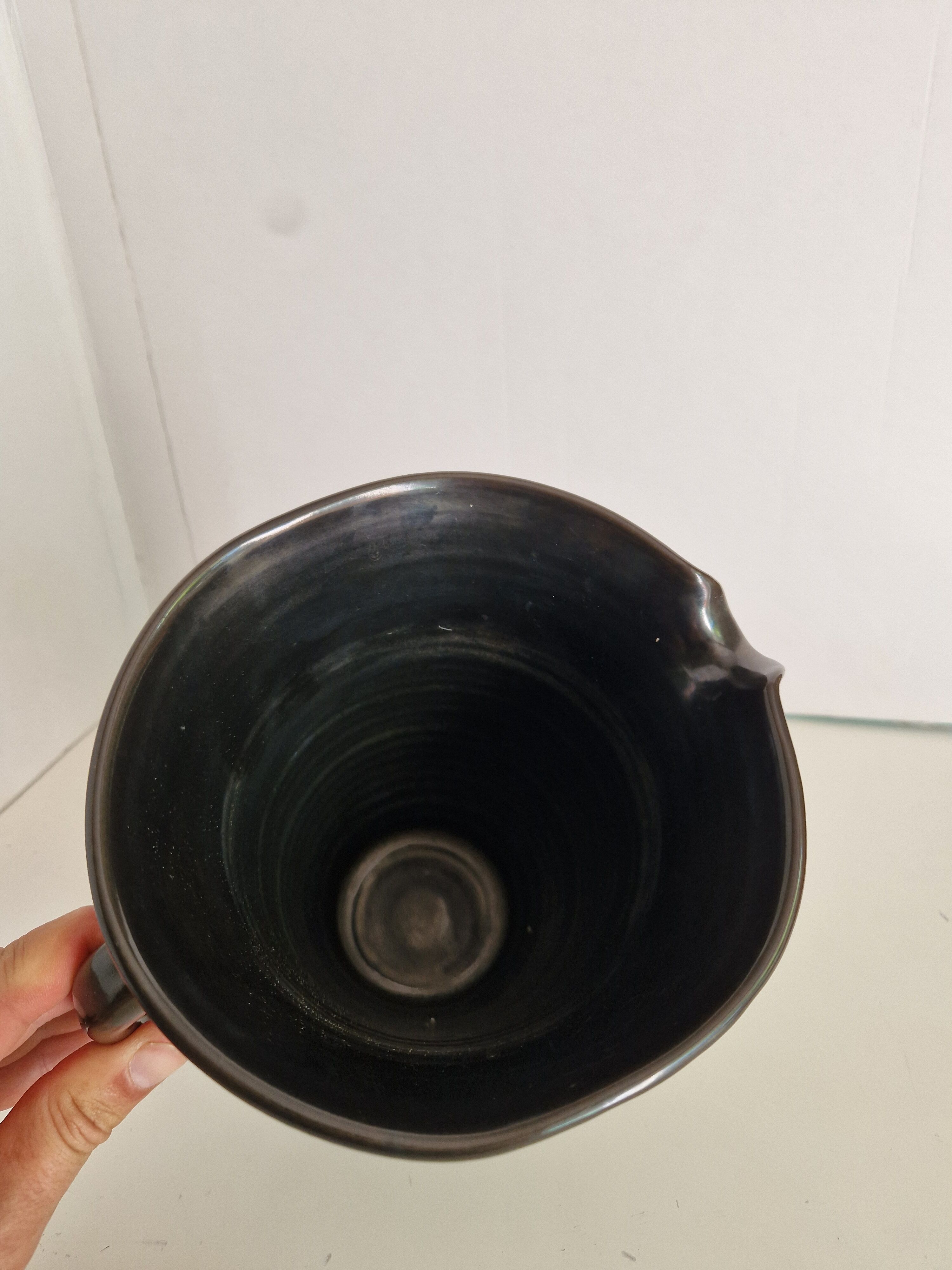 Pichet Accolay 1960s 1970s Enamelled Metallic Black