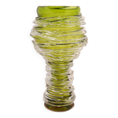 Vase 'Tamtam Honey' en cristal et verre vert - Sem Schanzer (comme l'Anverre)