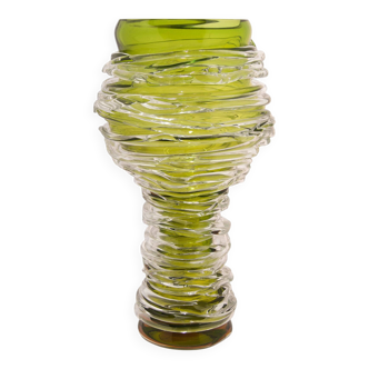 'Tamtam Honey' vase in crystal and green glass - Sem Schanzer (as l'Anverre