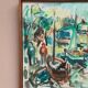 Original Swedish Oil on Canvas" Harbor" By Sven Sinde, Vintage & Framed 47×38cm