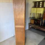 Antique display case in blond wood – small-paned windows with key