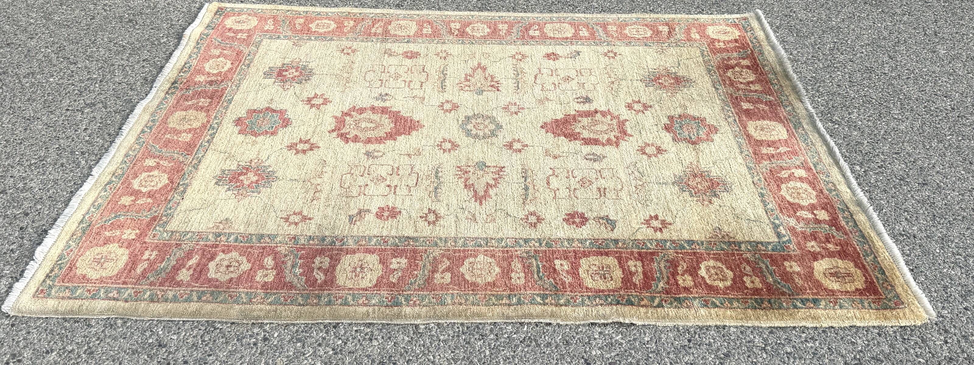 Vintage Afghan Chobi Ziegler hand-knotted rug: 193 x 154 cm