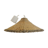 Vintage lampshade pendant light in natural rattan material