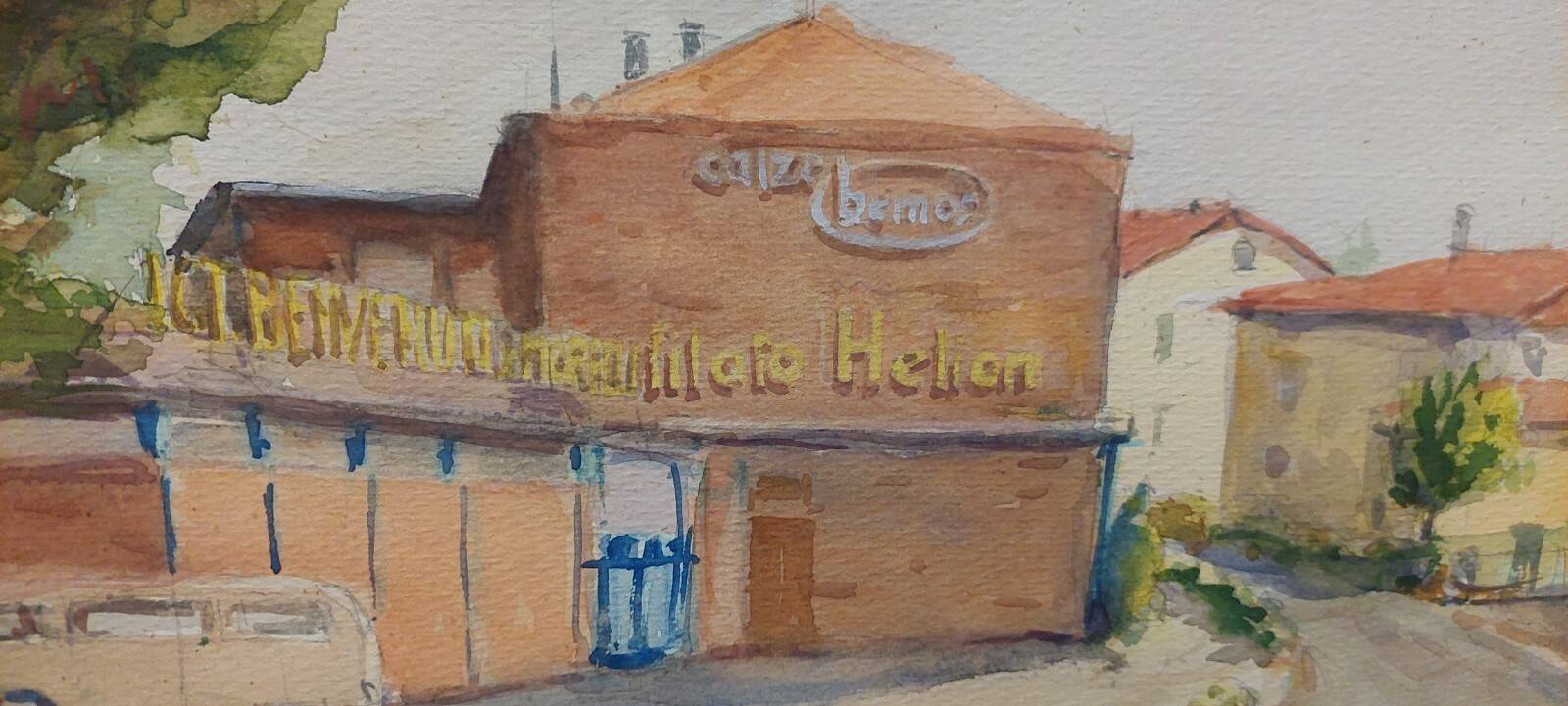 Guido hanset (1910-1992) watercolor on paper view of genoa ? 1968 signed